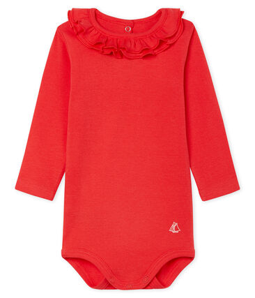 Petit Bateau Long-sleeved Bodysuit with Ruffle Collar (6m, 12m, 24m)