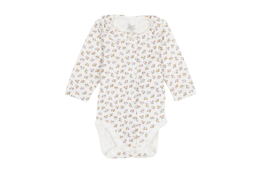 Petit Bateau Baby Girl Long Sleeve Floral Bodysuit with Ruffle Collar (1m, 3m, 6m)