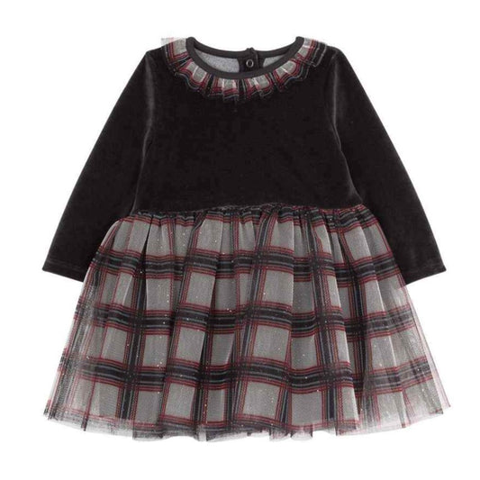 Petit Bateau Baby Girl Long Sleeve Velvet Top Tulle Bottom Dress (12m, 18m, 24m, 36m)