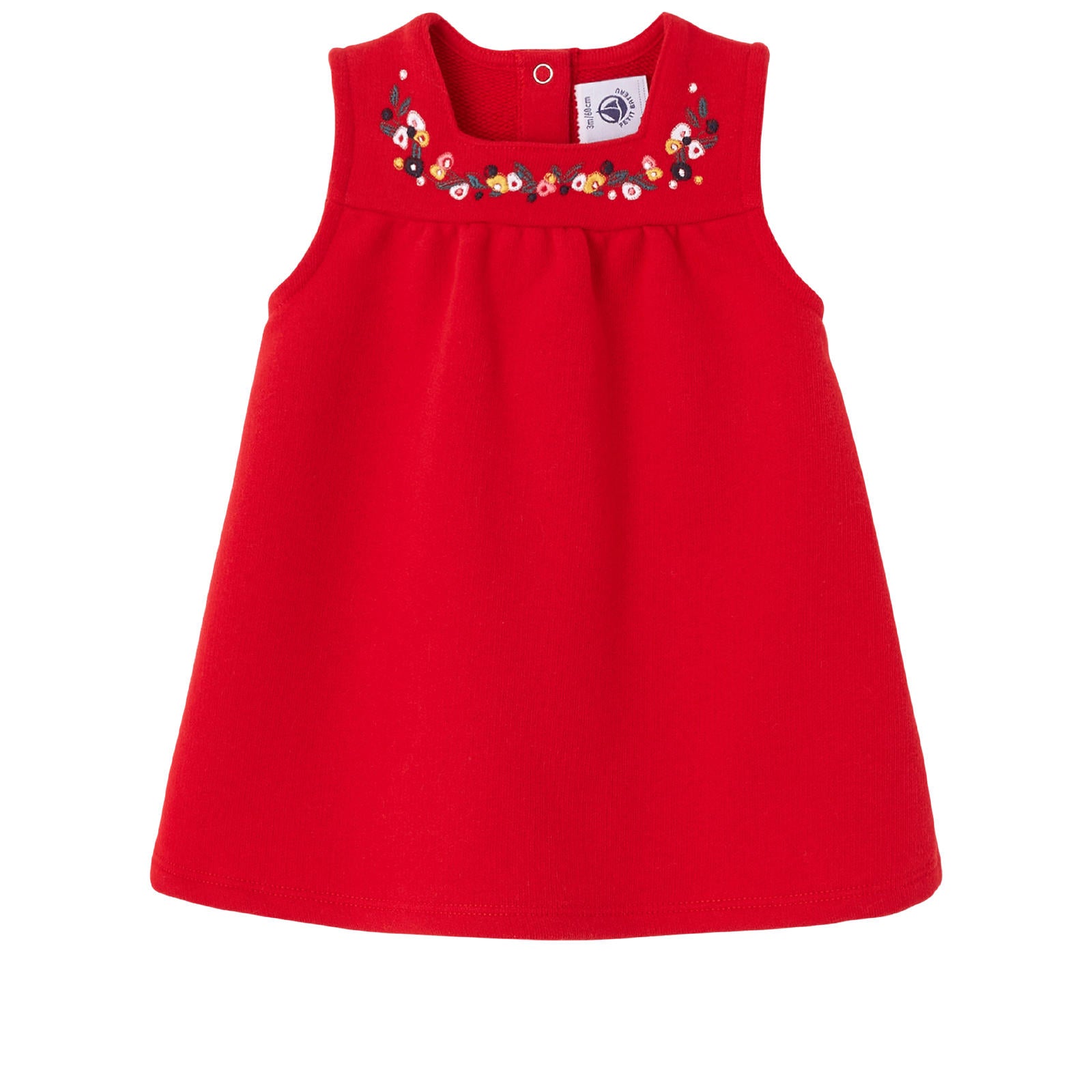 Petit Bateau Baby Girl Sleeveless Dress with Embroidered Neckline (3m-12m)