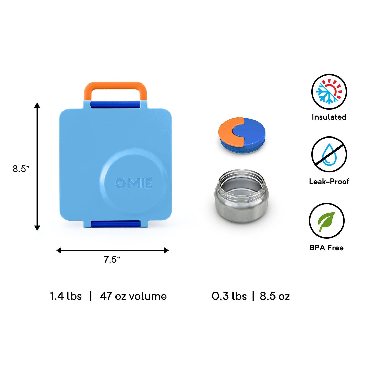 OmieBox with Insulated Thermos New Version + OmiePod Bundle (Blue Sky) - On Sale!