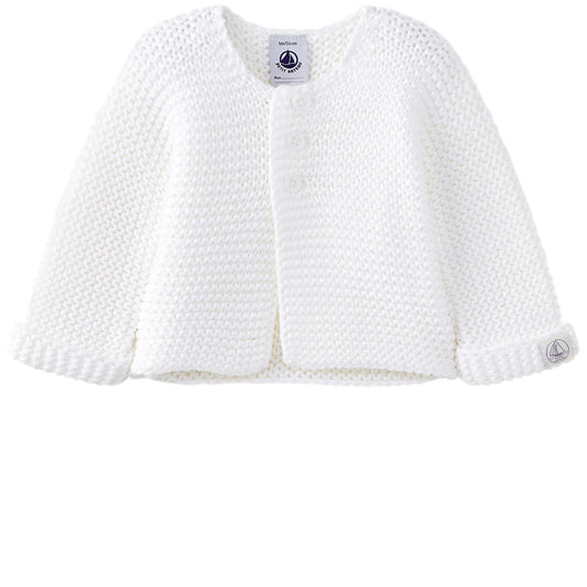 Petit Bateau Baby Knit Cardigan in White (Newborn, 1m)