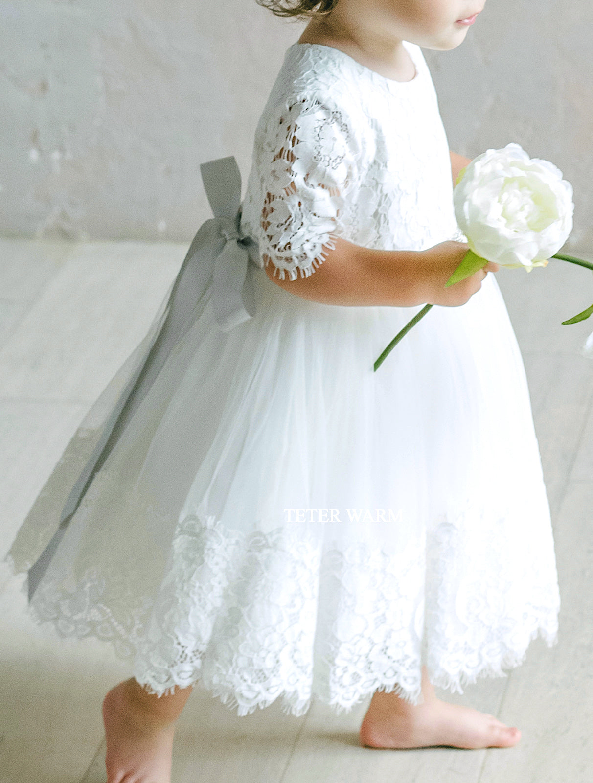 Teter Warm Tulle Skirt with Lace Sleeve Dress