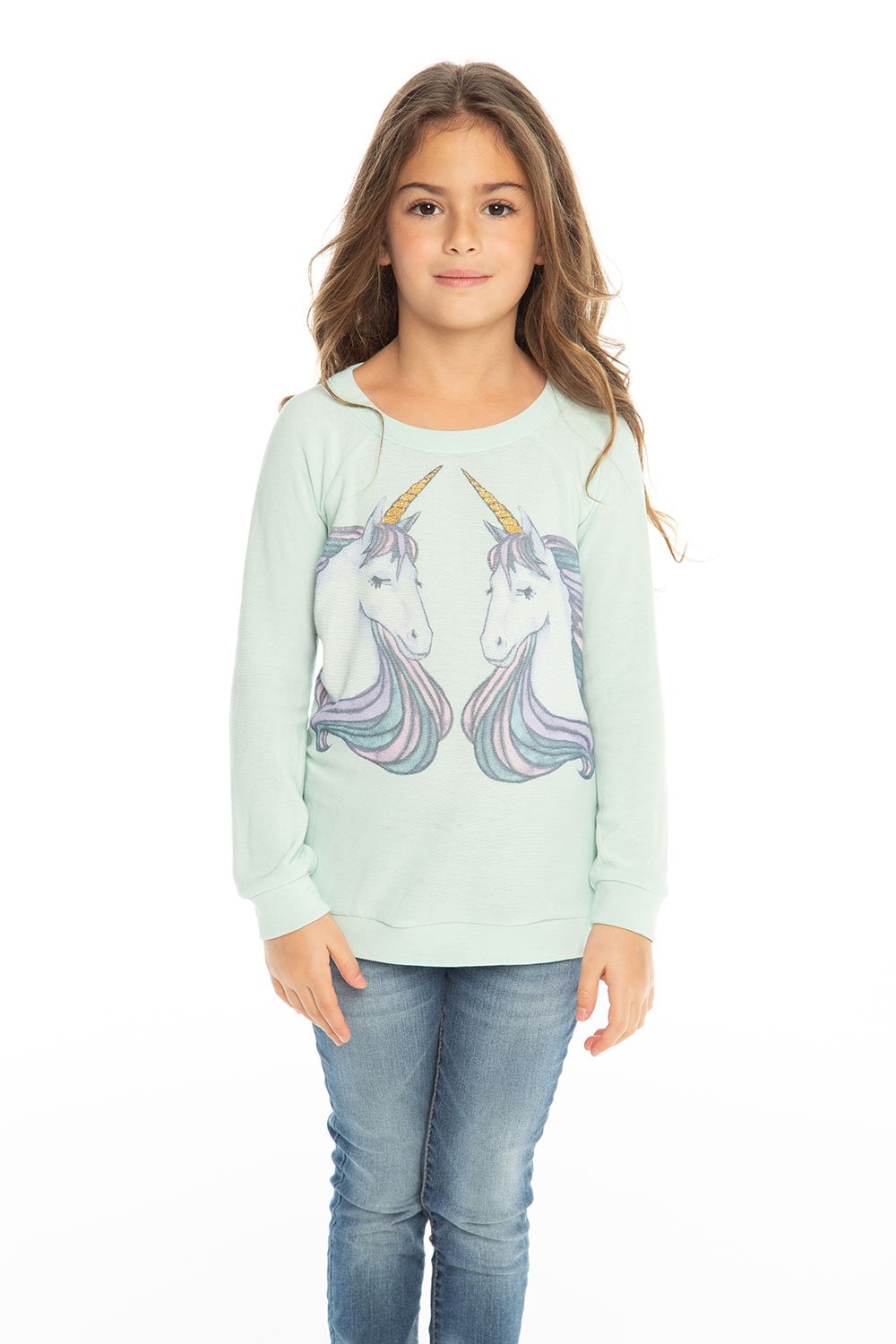 Chaser Girls Cozy Knit Raglan Pullover - Unicorn Dreams (Size 14)