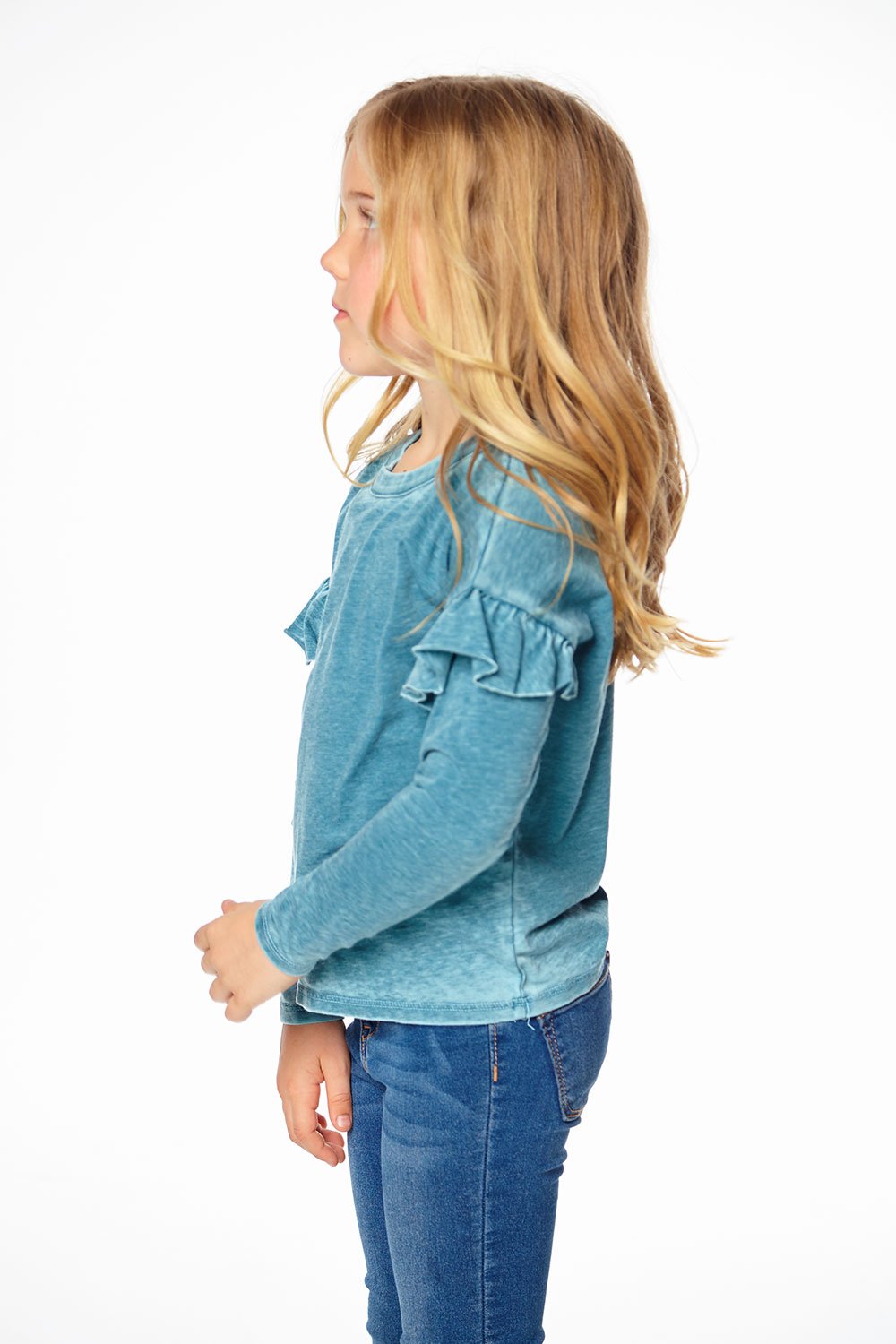 Chaser Girls Vintage Long Sleeve Jersey with Ruffle (Size 2, 3,12)