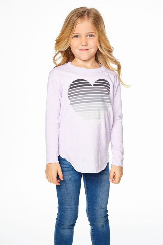 Chaser Girls Long Sleeve T-Shirt - Stripe Heart (Size 2, 14)