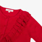 Catimini Girl's Red Ruffled Cotton Cardigan (Size 6)