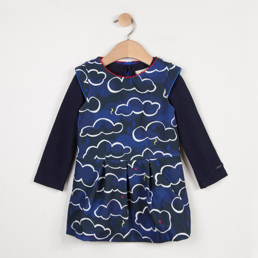Catimini Printed pique dress with 2-in-1 T-shirt (Size 6, 8)
