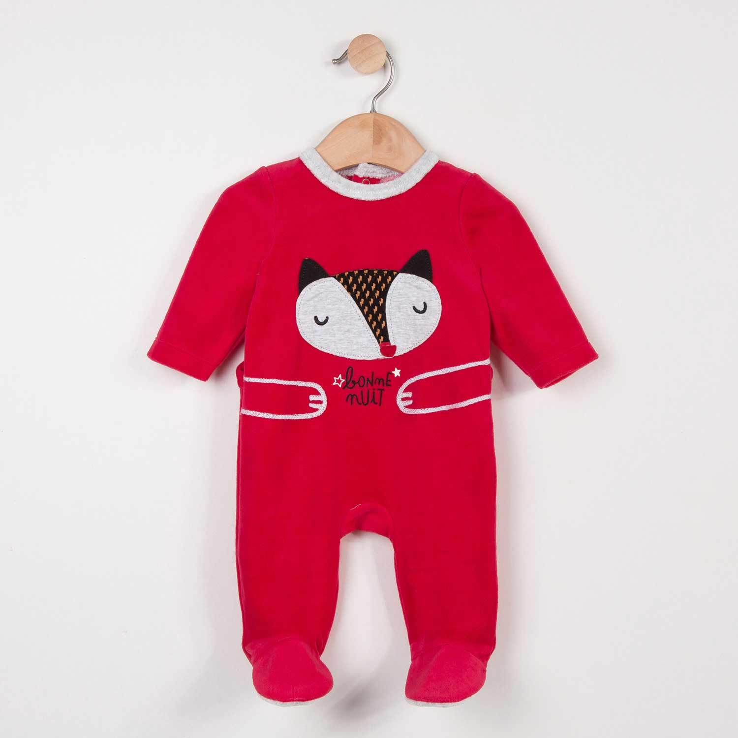 Catimini Velvet Onesie with Fox Motif