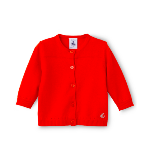 Petit Bateau Red Cardigan with Silver Detail (Size 6m, 24m)