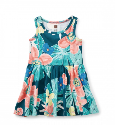 Tea Collection Coral Fern Tank Baby Dress (3-6m, 6-9m)