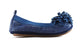 Yosi Samra Ballet Flat in Mezzo Blue with Pom-Pom (Size 7, 9, 10)