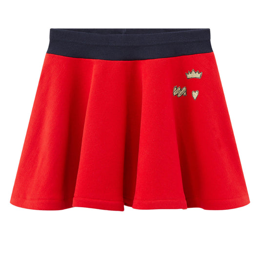 Petit Bateau Girls Fleece Red Skirt with Gold Details (4Y, 12Y)