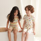 Organic Slim Pajama Shorts Set - Dachshund Stripe