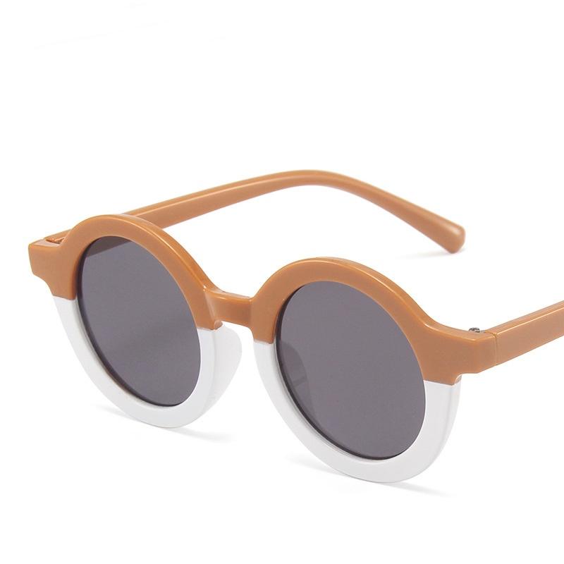 Bi-color UV400 Kids Sunglasses in Camel and White