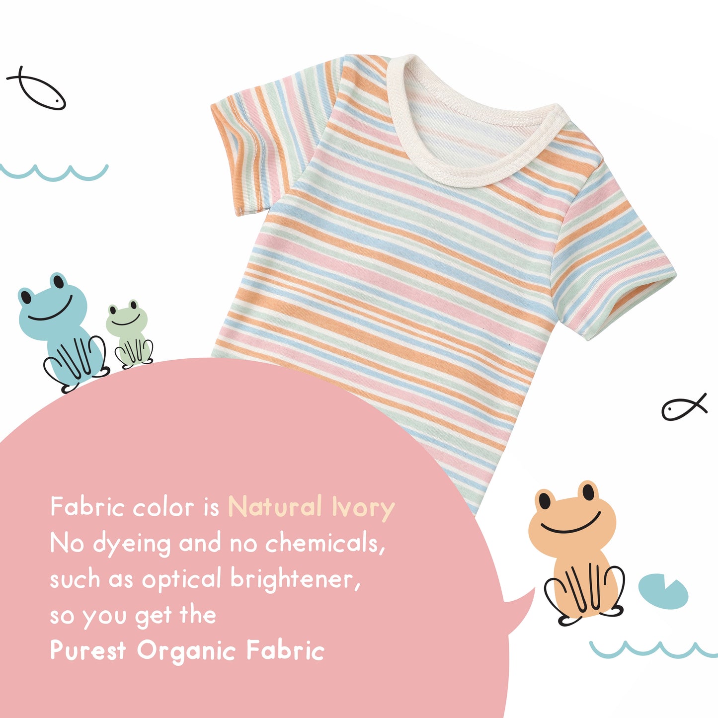 Organic Slim Pajama Shorts Set - Frog Stripe