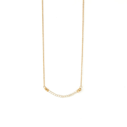 Gold Necklace with Ivory Crystals