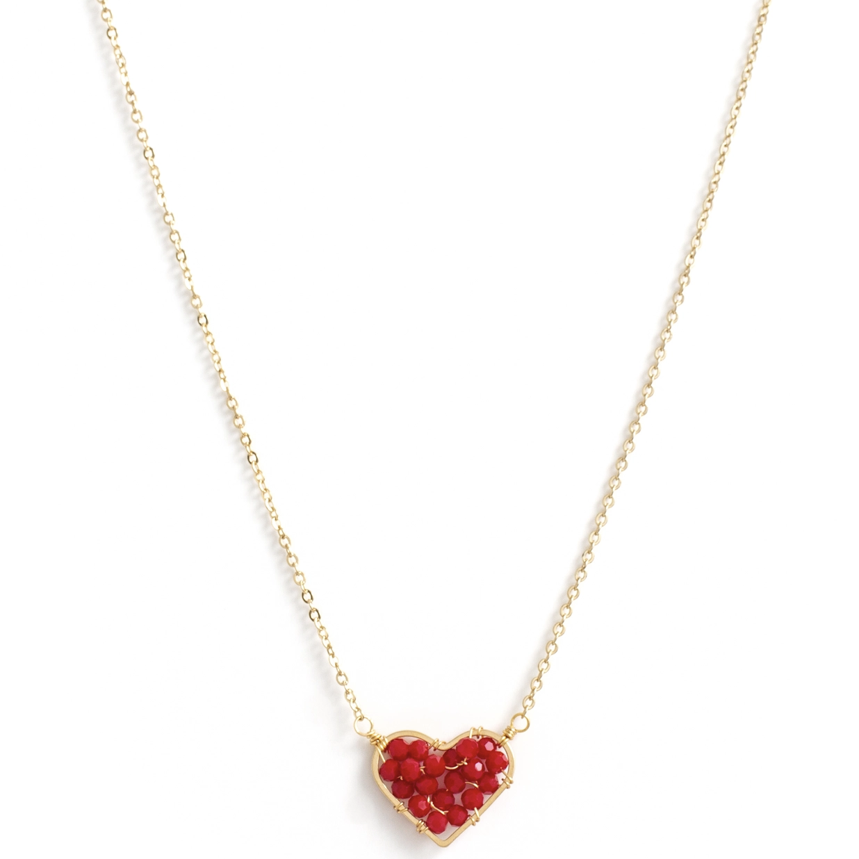 Splendid Iris Pink Heart Necklace