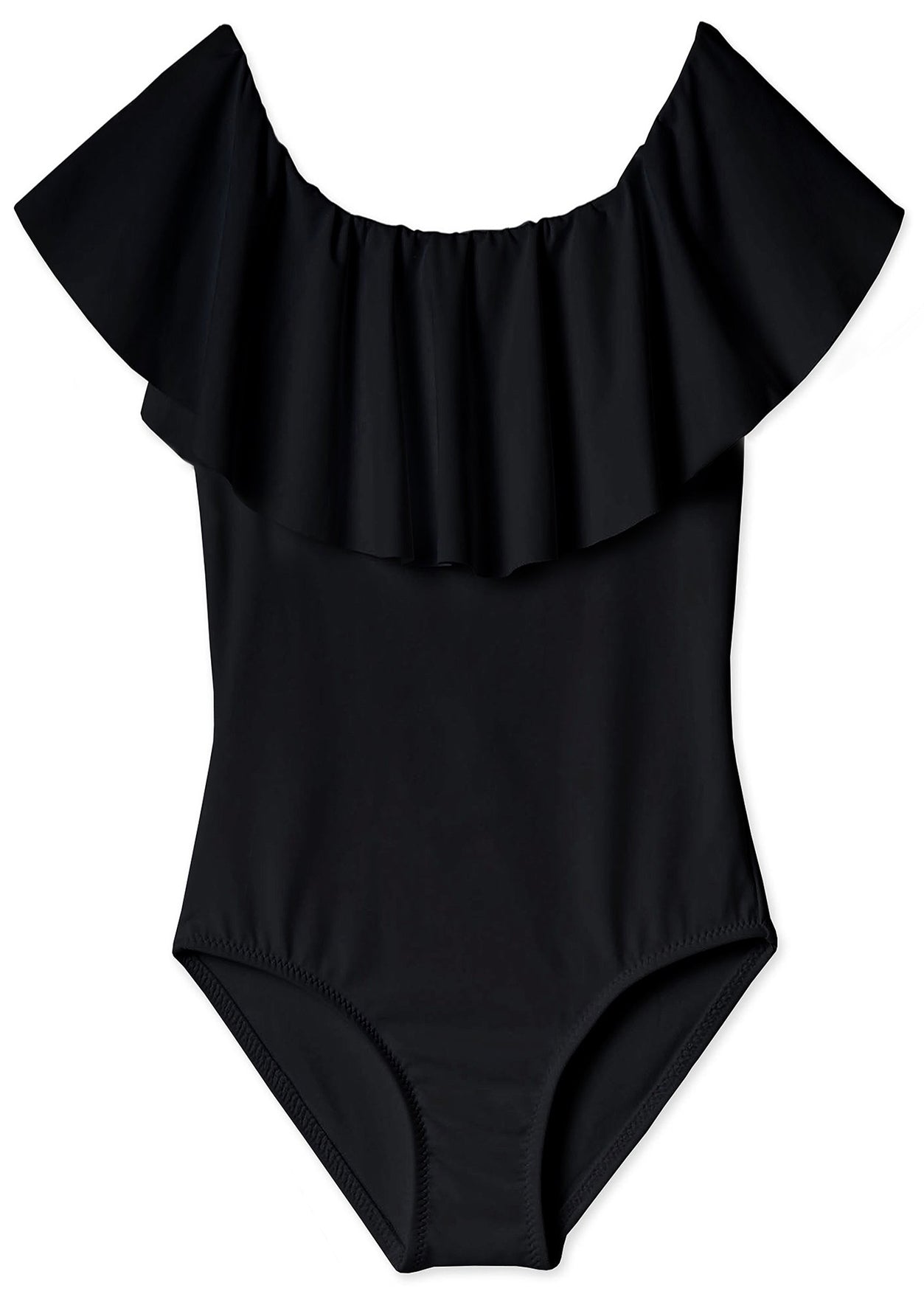 swimwear and beachwear for girls, black  classic bathing suit for girls