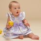 Hucklebones London Baby Girls Lilac Floral Jacquard Dress