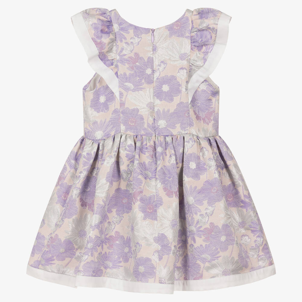 Hucklebones London Girls Lilac Floral Jacquard Dress (Size 2, 3, 4, 6, 8, 10)