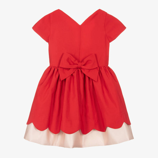 Hucklebones London Girls Red Cotton Twill Dress (Size 3, 4, 6, 8, 10, 12)
