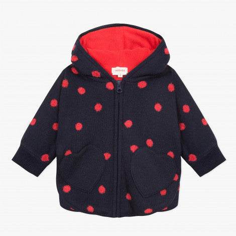 Catimini Little Girl Knitted Coat with Fur Spots (12m, 3A)