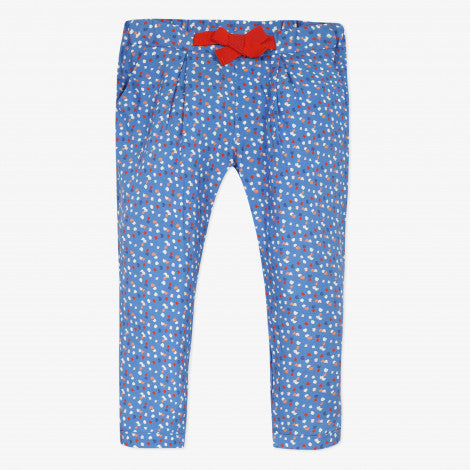 Catimini Girl's Blue Printed Viscose Pants (Size 6, 8)