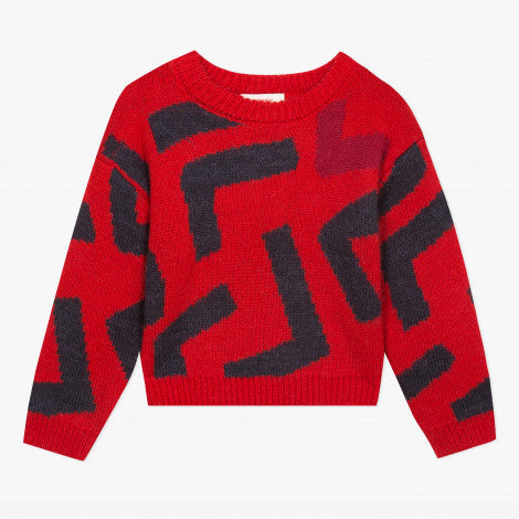 Catimini Girl's Abstract Knitted Sweater (Size 4, 12)