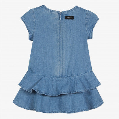 Catimini Baby Girl Light Denim Dress with Embroidered Mimosas (6m, 3T)