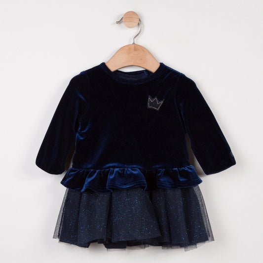 Catimini Baby Midnight Blue Velvet Tulle Dress