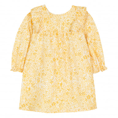 Tartine et Chocolat Little Girl's Saffron Dress with Yellow Floral Print
