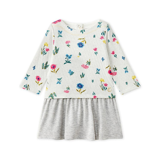 Petit Bateau BABY GIRL'S DRESS WITH LONG SLEEVES