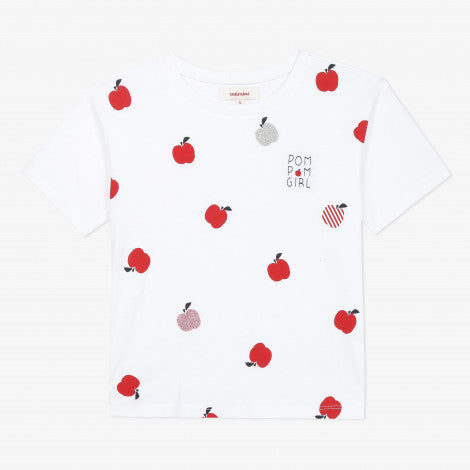 Catimini Girl's T-shirt with Apple Print (Size 4, 6, 12)