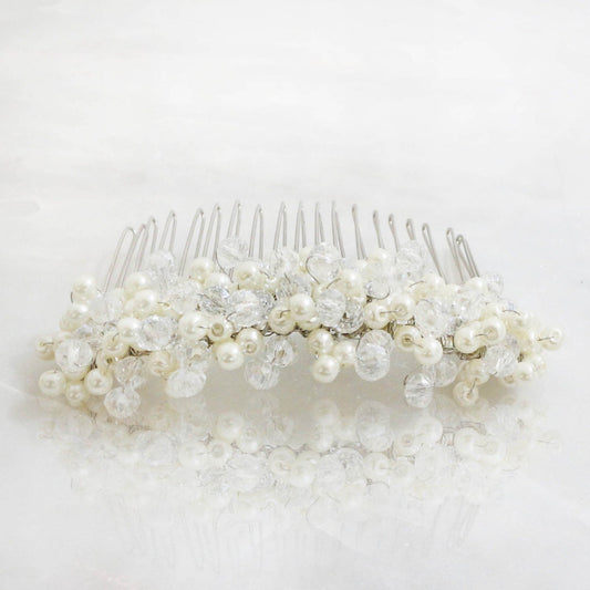 The Cluster of Pearl & Crystal Drops French Comb