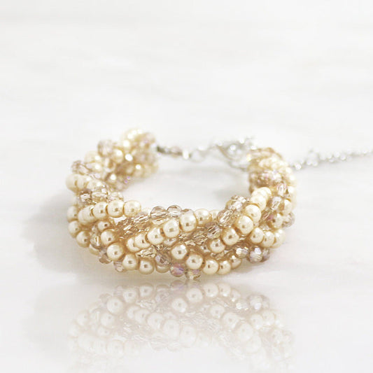 The Plaited Crystal And Pearl Bracelet