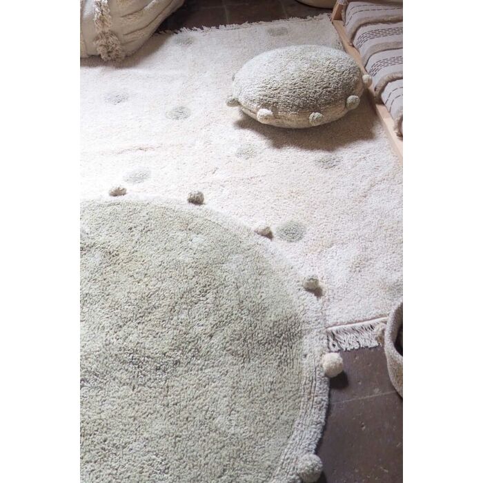 Washable Cotton Rug Bubbly Olive - Natural