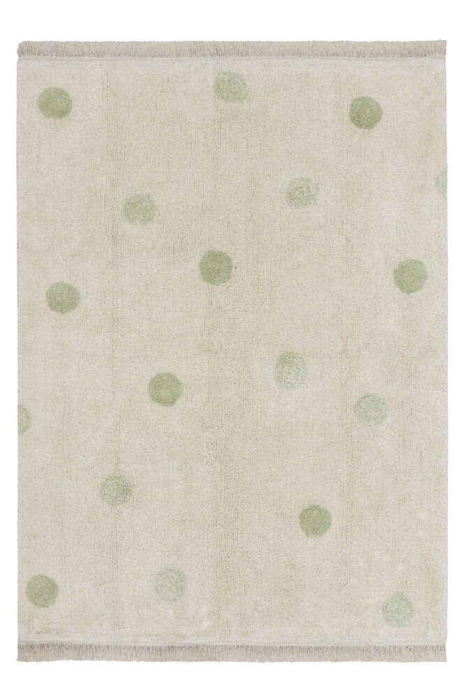 Washable Cotton Rug Hippy Dots Natural - Olive